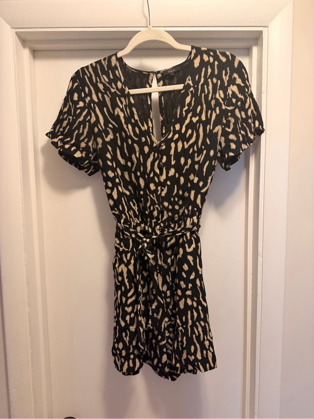 Rails Black and Cream Animal-Print Romper